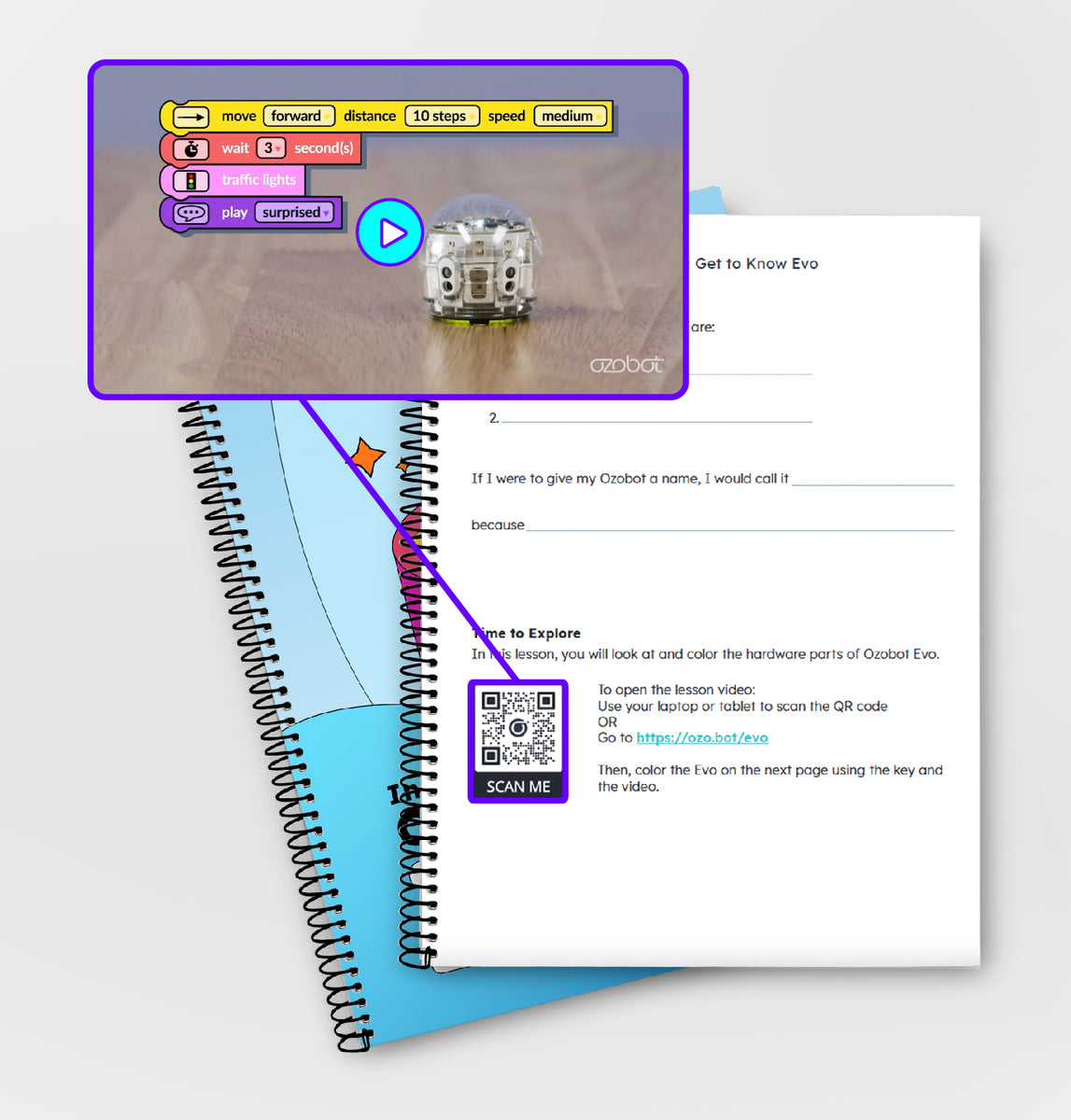 Introduction to Ozobot Blockly Curriculum Student Portfolio Workbooks for STEM education