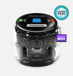 Front-facing Ari robot included in the Ozobot 18-bot Classroom Kit for computer science