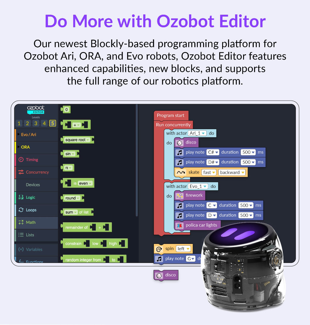 Ozobot Editor used with Ari robots in the 12-Bot Classroom Kit