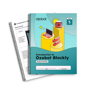 Introduction to ozobot blockly student portfolio workbook - easy stem coding activities for fifth grade