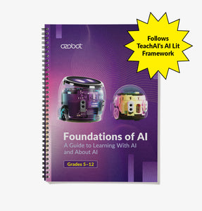 Foundations of AI by Ozobot spiral-bound educational book for students grades 5-12