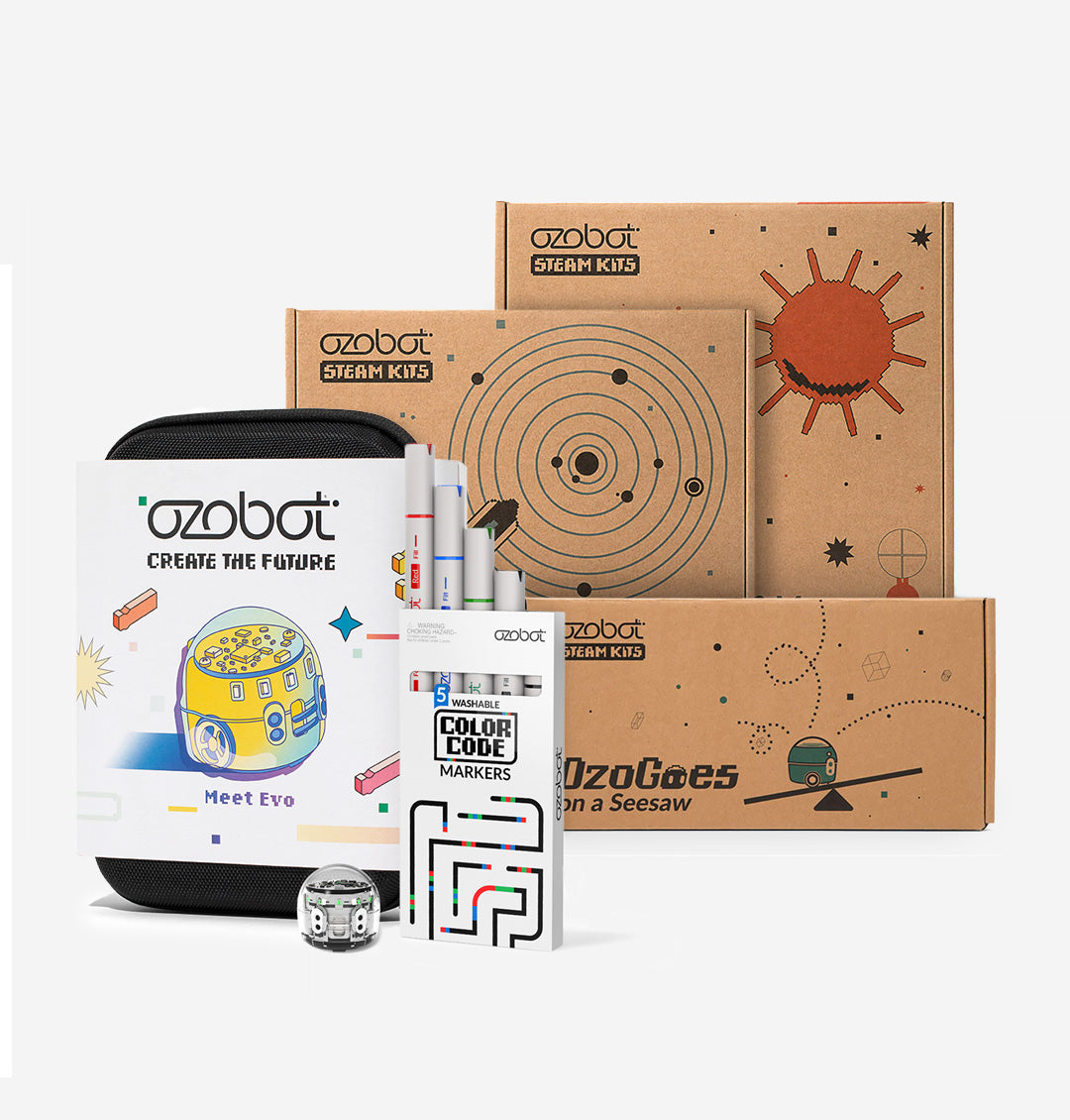 STEM Bundle Evo Entry Kit and STEAM Kits by Ozobot for coding education