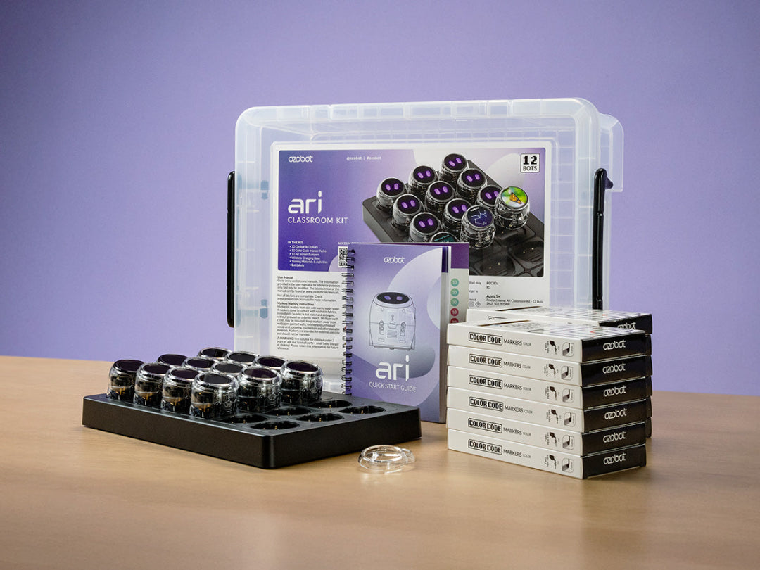 New Ari Classroom Kit with 12 coding robots for STEM education