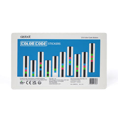 Ozobot Color Code Stickers packaging, featuring a blue box with pre-printed coding stickers inside