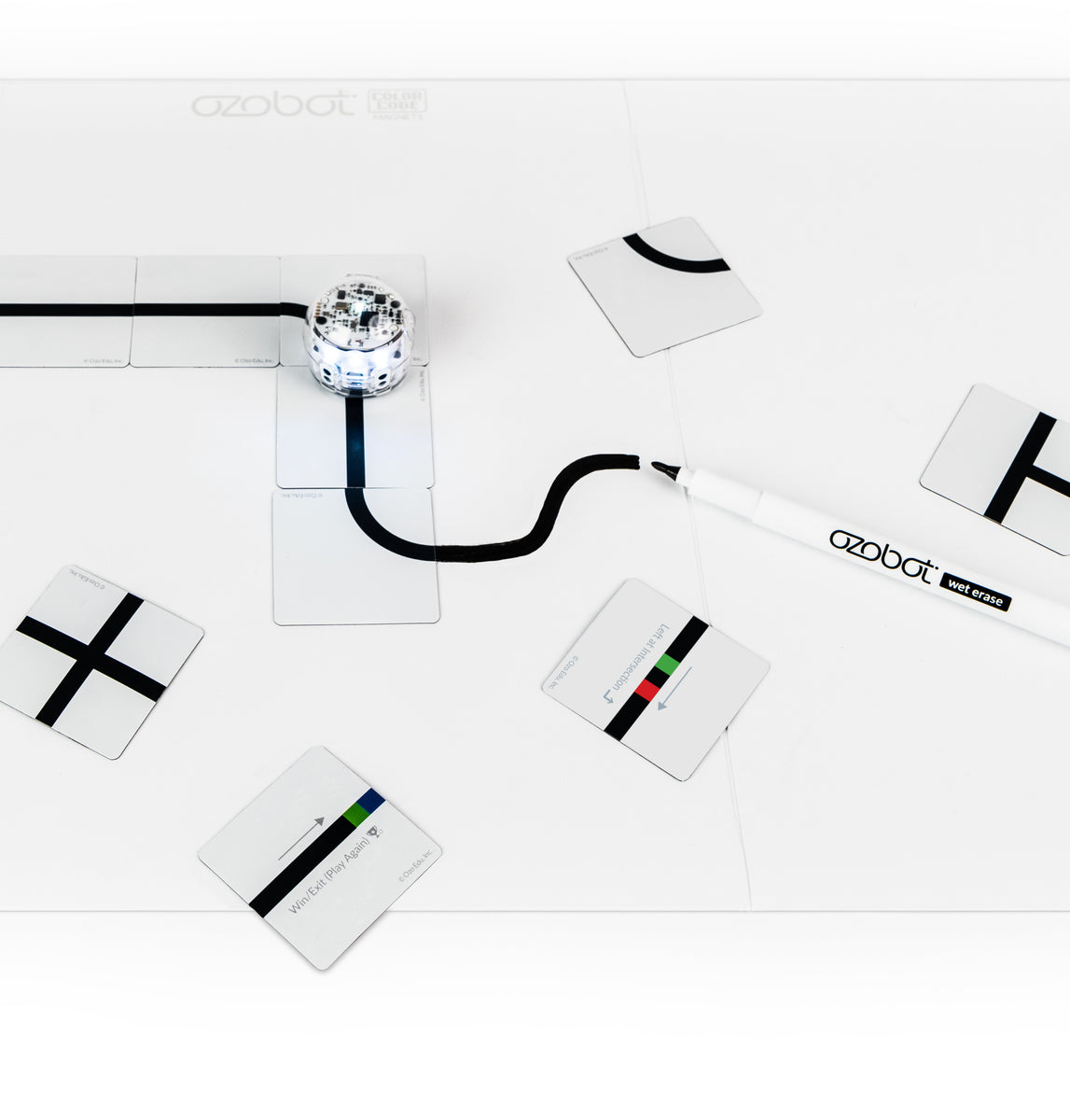 Interactive coding activity using Color Code Magnets and Evo robot