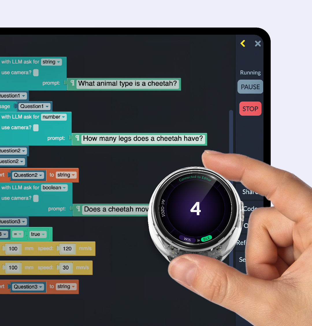 Ozobot Ari Editor coding interface showing beginner-friendly programming for students and classrooms